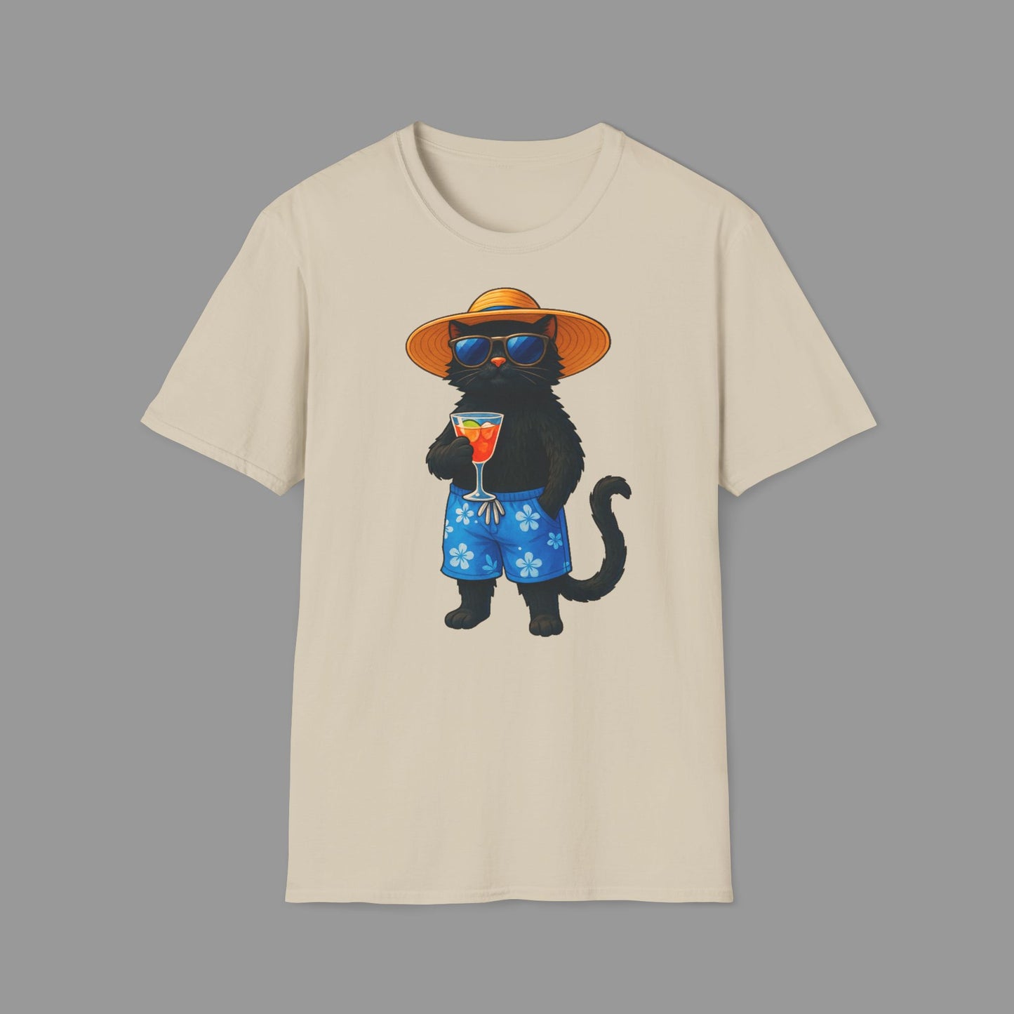 PAWSUPREMACY - Happy Cat on Vacation T-Shirt Funny Summer & Beach Lover Gift