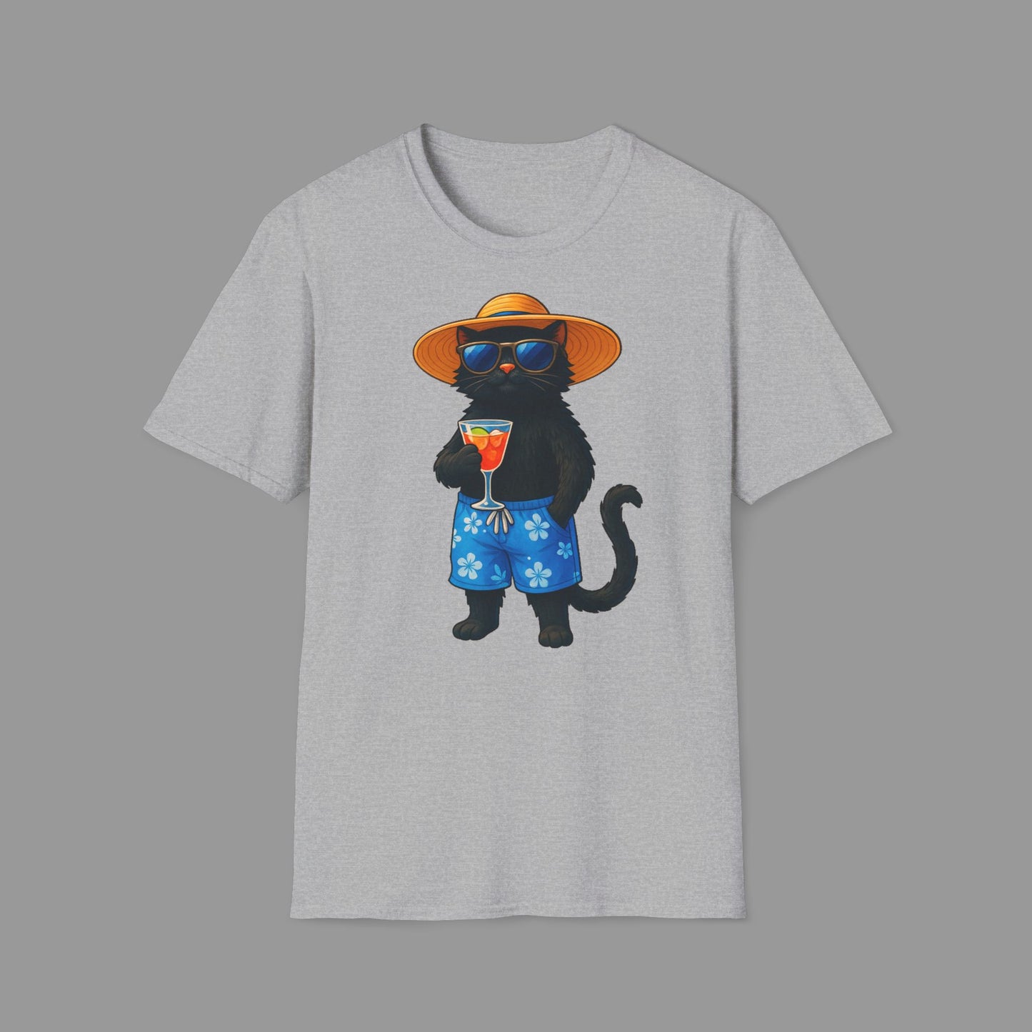 PAWSUPREMACY - Happy Cat on Vacation T-Shirt Funny Summer & Beach Lover Gift