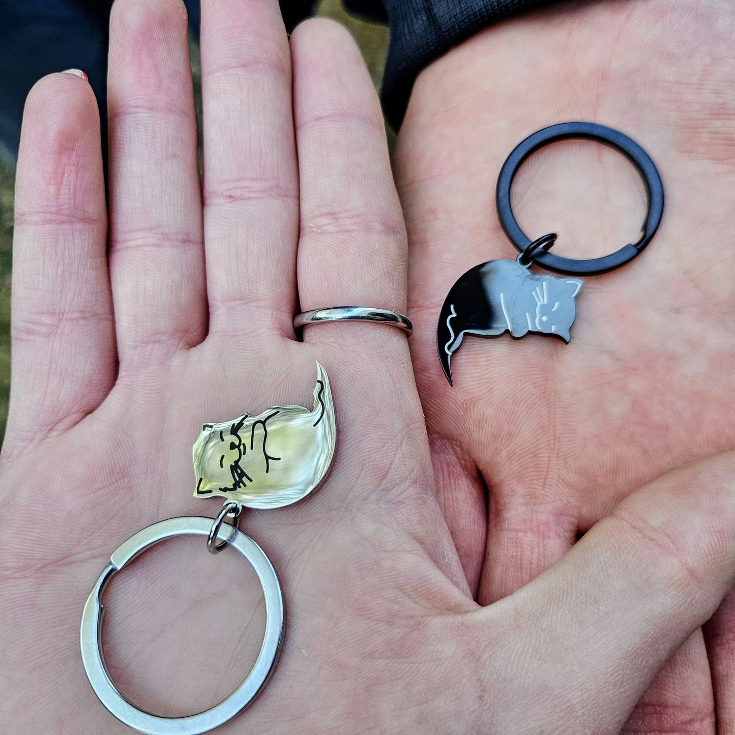 PAWSUPREMACY - Yin Yang Cat Keychain Matching Couple Keyring Set for Cat Lovers
