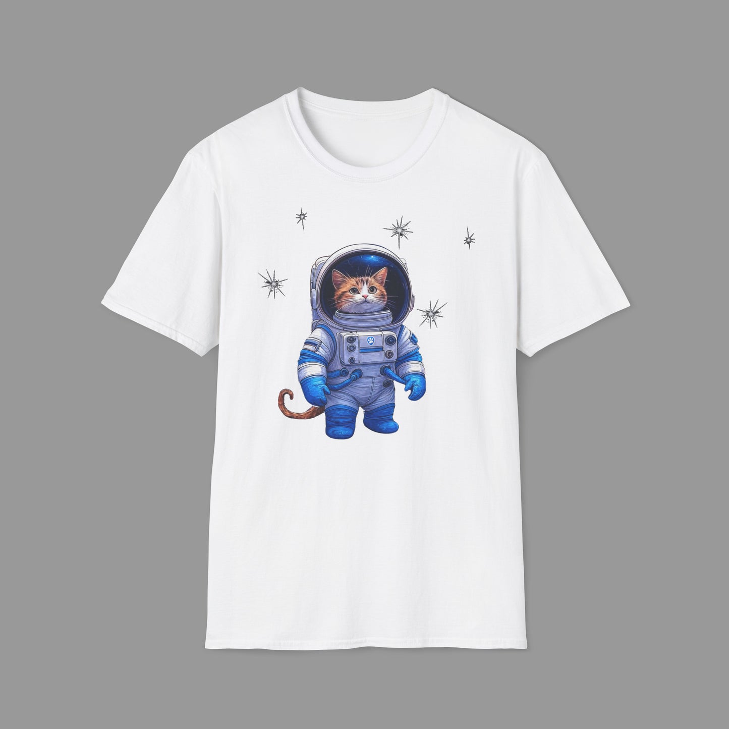 PAWSUPREMACY - Cute Cat Astronaut T Shirt with Stars and Galaxy Space Inspired Graphic Tee for Cat Lovers