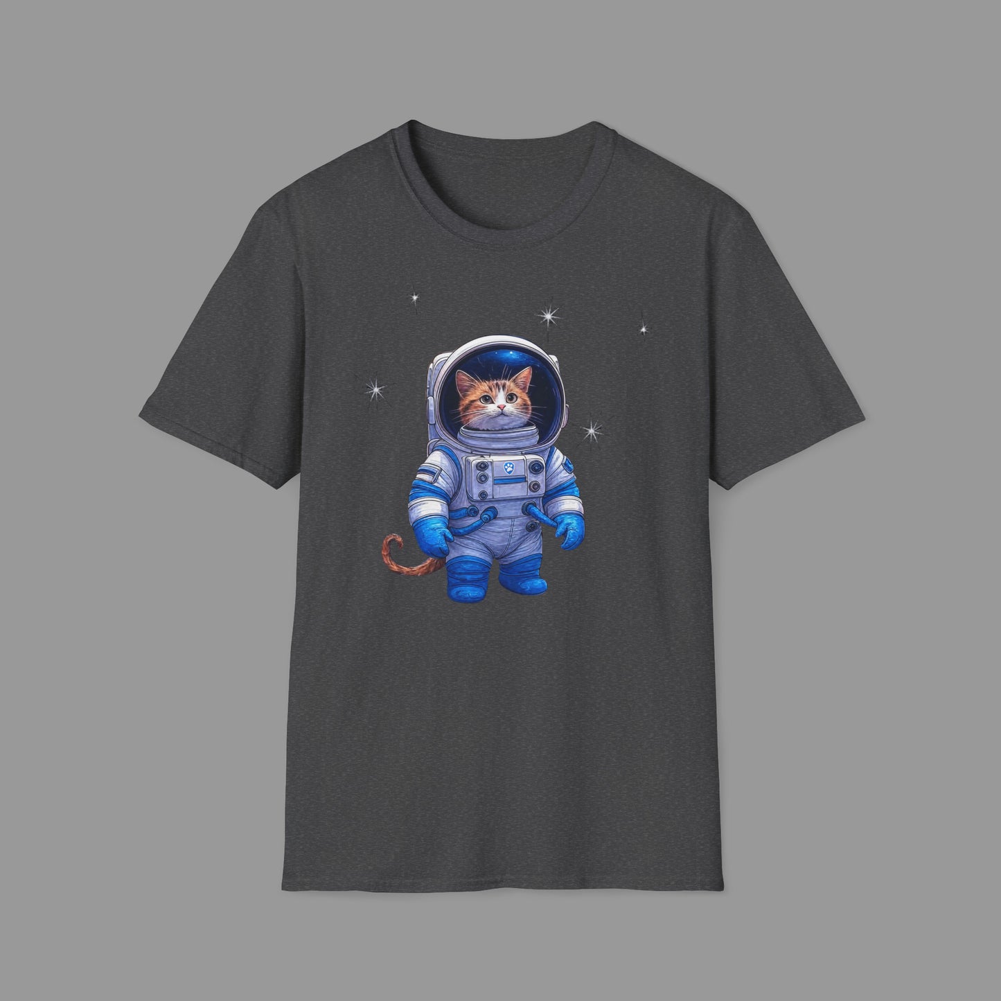 PAWSUPREMACY - Cute Cat Astronaut T Shirt with Stars and Galaxy Space Inspired Graphic Tee for Cat Lovers