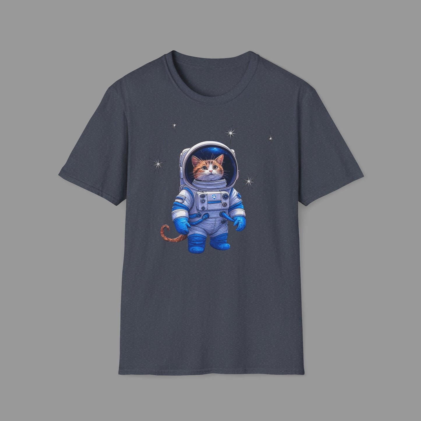 PAWSUPREMACY - Cute Cat Astronaut T Shirt with Stars and Galaxy Space Inspired Graphic Tee for Cat Lovers