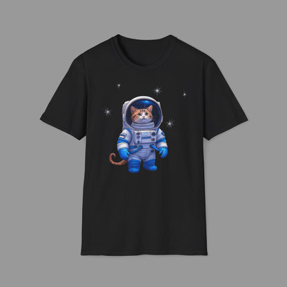 PAWSUPREMACY - Cute Cat Astronaut T Shirt with Stars and Galaxy Space Inspired Graphic Tee for Cat Lovers