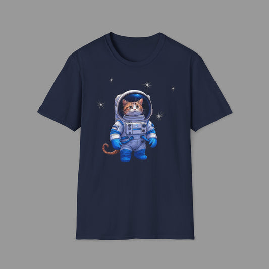 PAWSUPREMACY - Cute Cat Astronaut T Shirt with Stars and Galaxy Space Inspired Graphic Tee for Cat Lovers