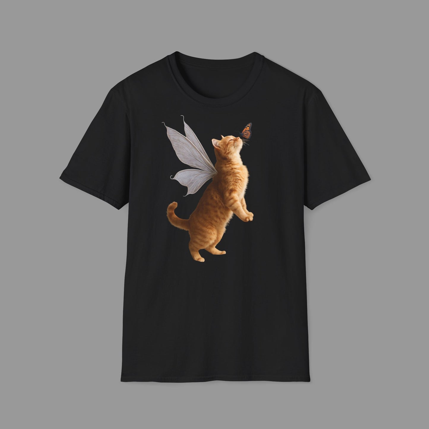 PAWSUPREMACY - Cute Fairy Cat T-Shirt with Butterfly Design Whimsical Animal Lovers Tee