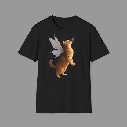 PAWSUPREMACY - Cute Fairy Cat T-Shirt with Butterfly Design Whimsical Animal Lovers Tee
