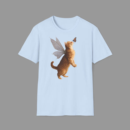 PAWSUPREMACY - Cute Fairy Cat T-Shirt with Butterfly Design Whimsical Animal Lovers Tee