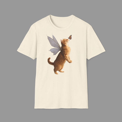 PAWSUPREMACY - Cute Fairy Cat T-Shirt with Butterfly Design Whimsical Animal Lovers Tee