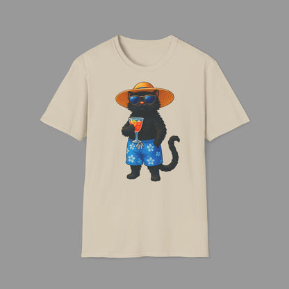 PAWSUPREMACY - Happy Cat on Vacation T-Shirt Funny Summer & Beach Lover Gift