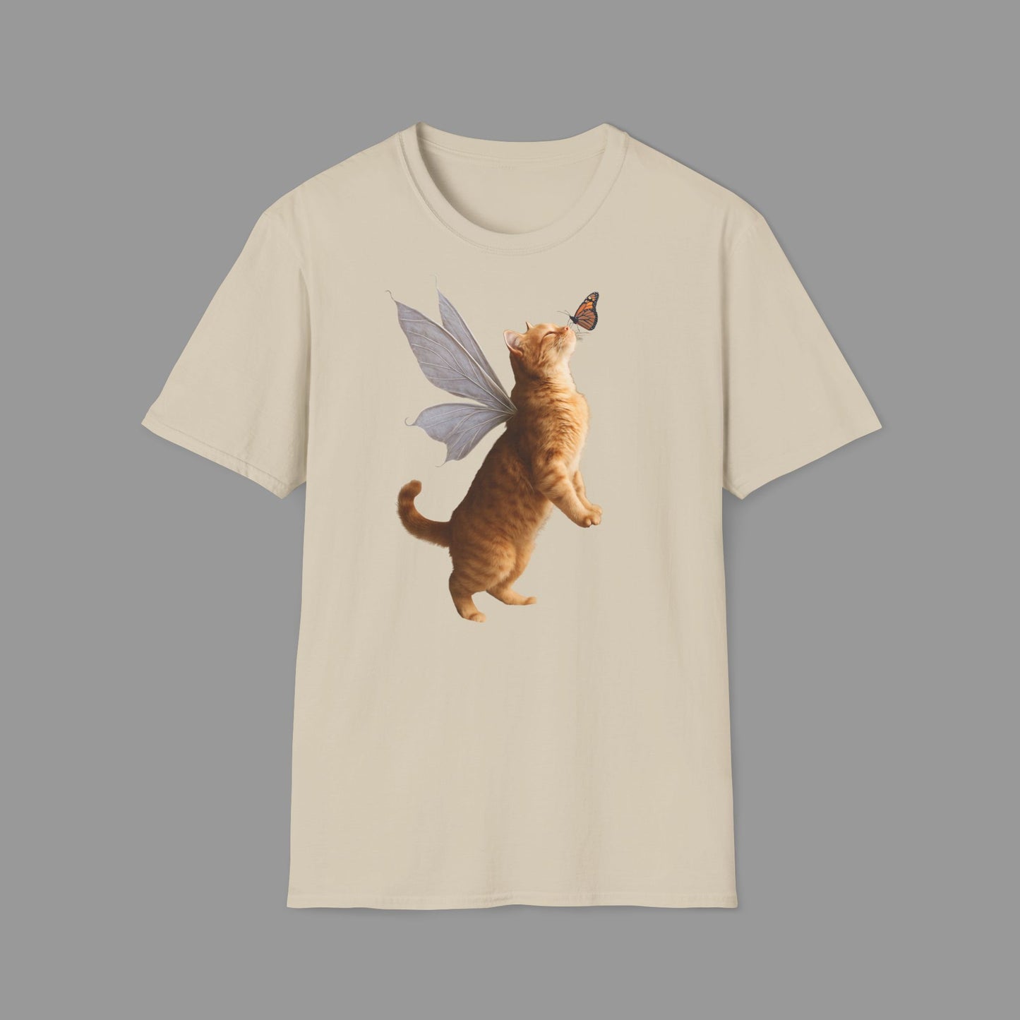 PAWSUPREMACY - Cute Fairy Cat T-Shirt with Butterfly Design Whimsical Animal Lovers Tee