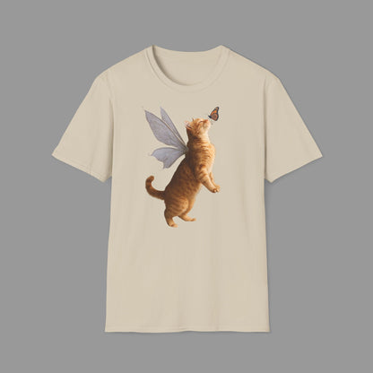PAWSUPREMACY - Cute Fairy Cat T-Shirt with Butterfly Design Whimsical Animal Lovers Tee