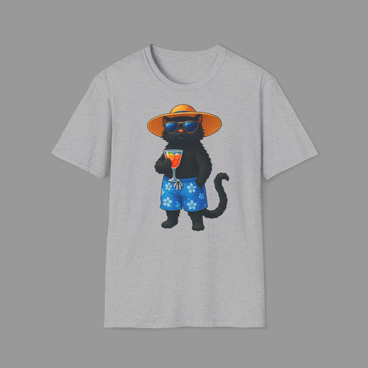 PAWSUPREMACY - Happy Cat on Vacation T-Shirt Funny Summer & Beach Lover Gift