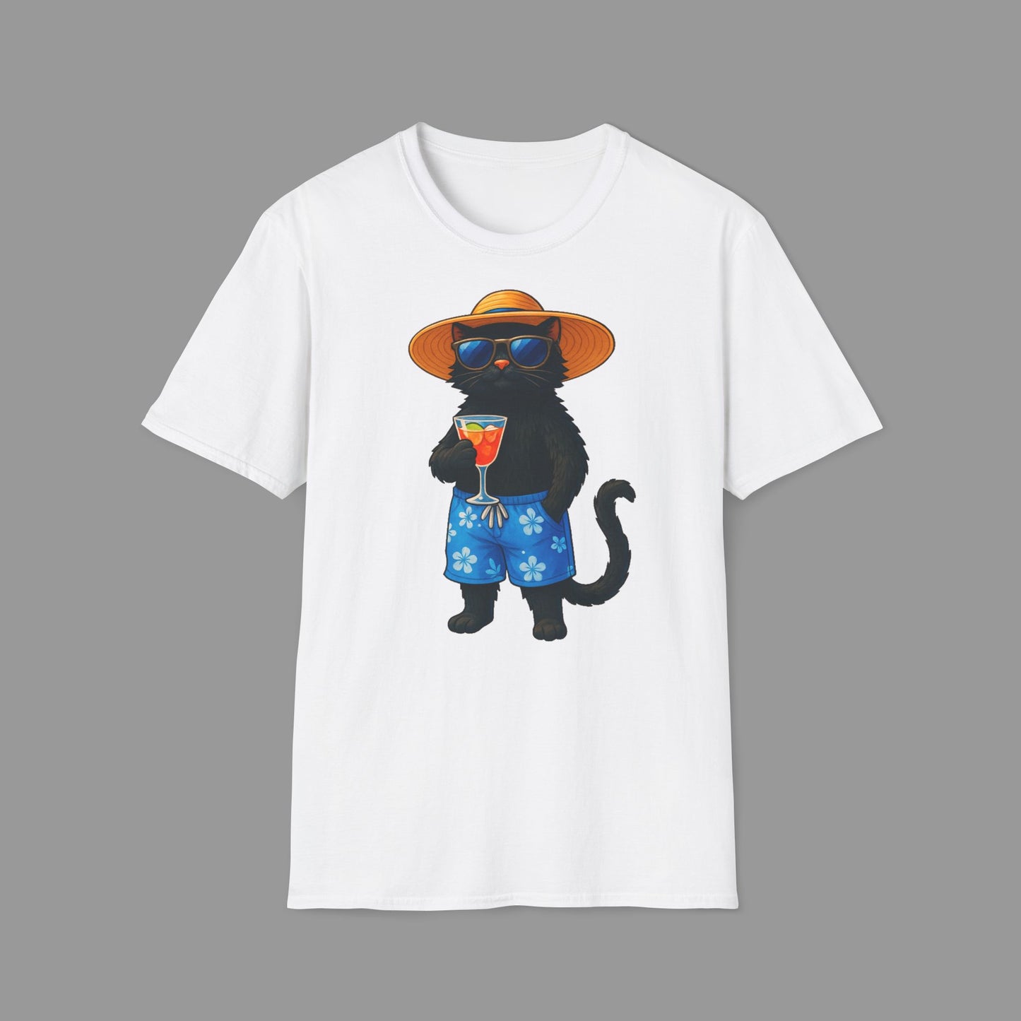PAWSUPREMACY - Happy Cat on Vacation T-Shirt Funny Summer & Beach Lover Gift