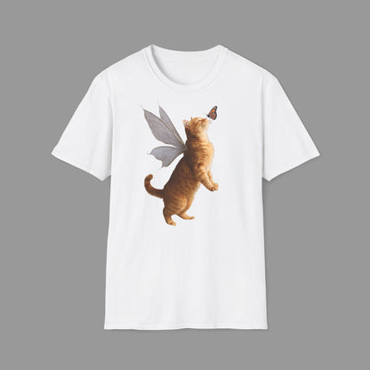PAWSUPREMACY - Cute Fairy Cat T-Shirt with Butterfly Design Whimsical Animal Lovers Tee