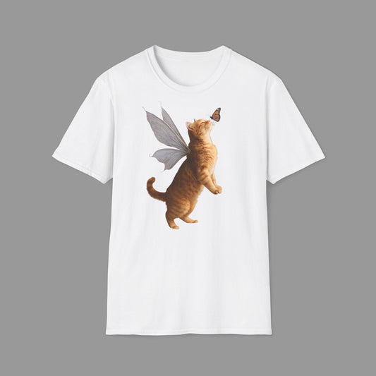 PAWSUPREMACY - Cute Fairy Cat T-Shirt with Butterfly Design Whimsical Animal Lovers Tee