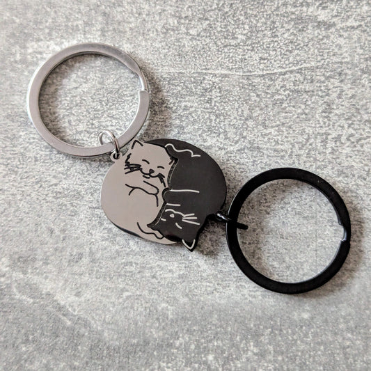 PAWSUPREMACY - Yin Yang Cat Keychain Matching Couple Keyring Set for Cat Lovers