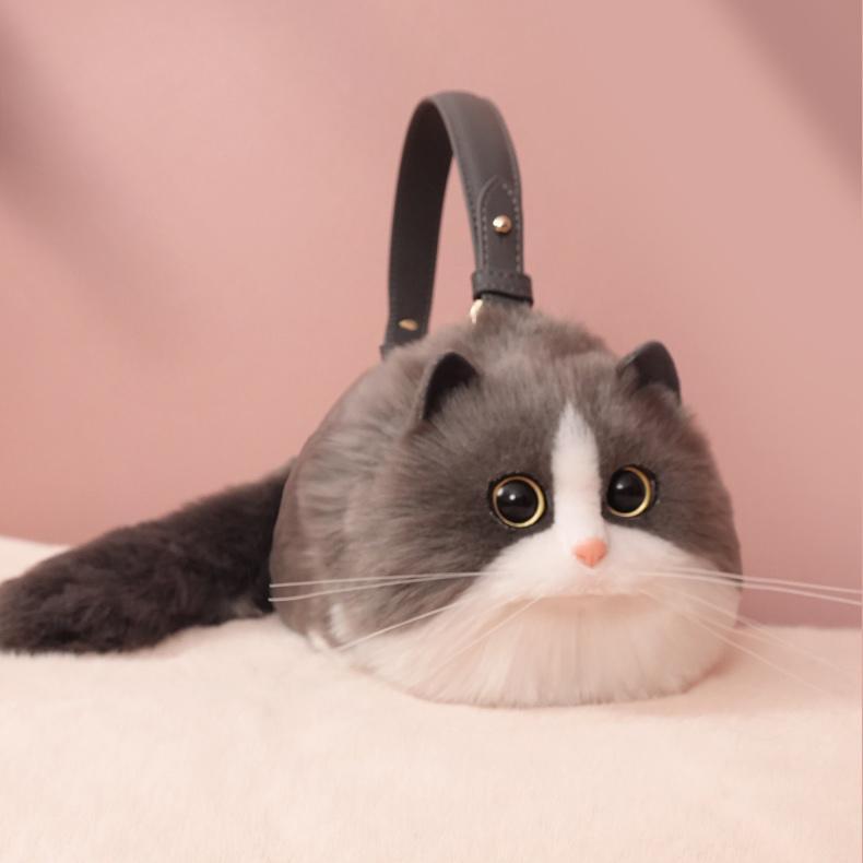 PAWSUPREMACY - Kitty Purse, Cute Cat-Shaped Plush Handbag