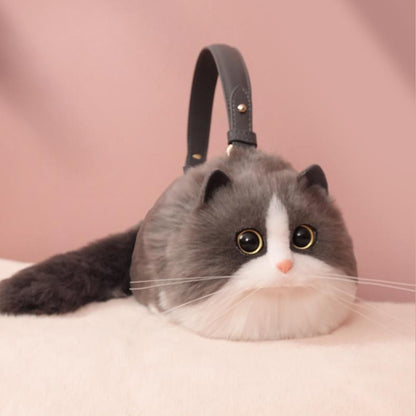 PAWSUPREMACY - Kitty Purse, Cute Cat-Shaped Plush Handbag