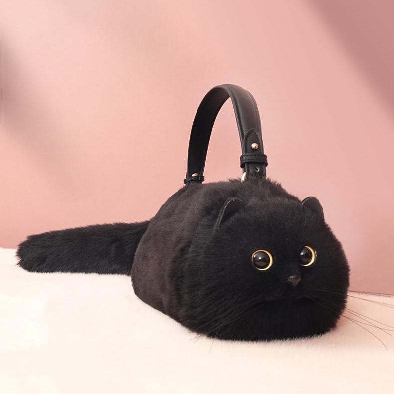 PAWSUPREMACY - Kitty Purse, Cute Cat-Shaped Plush Handbag