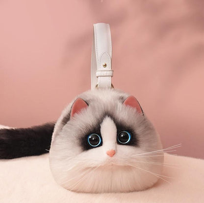 PAWSUPREMACY - Kitty Purse, Cute Cat-Shaped Plush Handbag